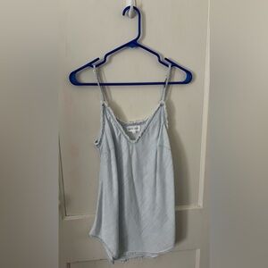 Bella Dahl tank top in light blue with fringe detailing
